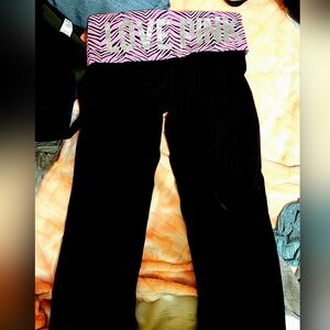 Vintage pink zebra print LOVE PINK sequined Victoria secret yoga pants